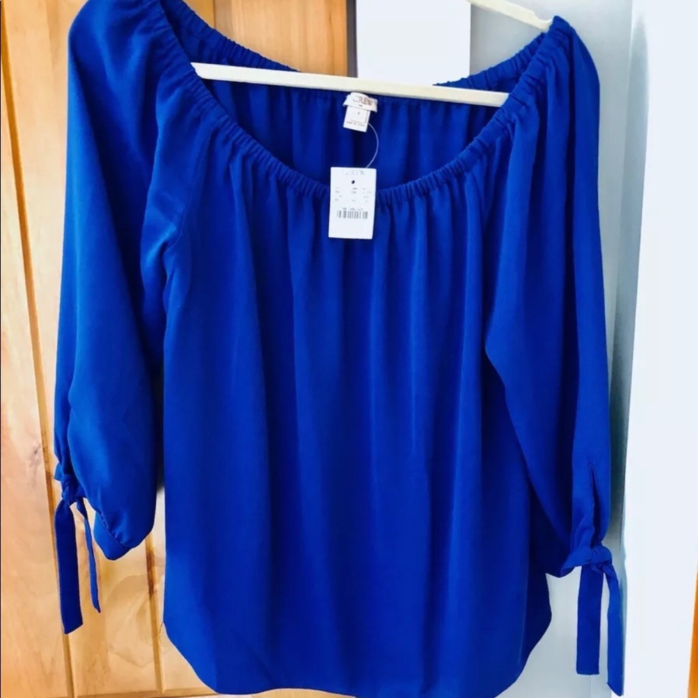 NWT J Crew off shoulder tie sleeve top